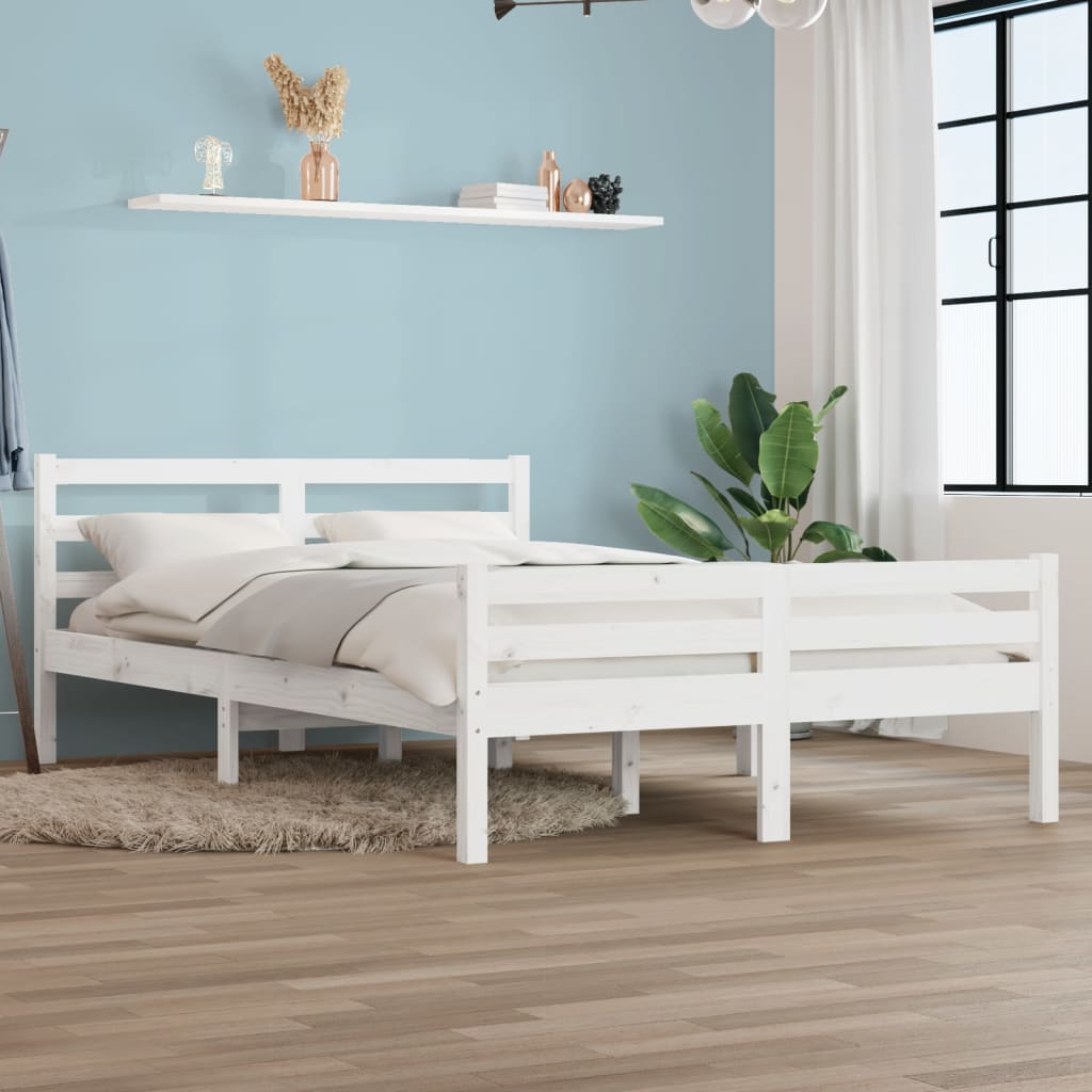 Bedframe Massief Hout Wit 120X200 Cm