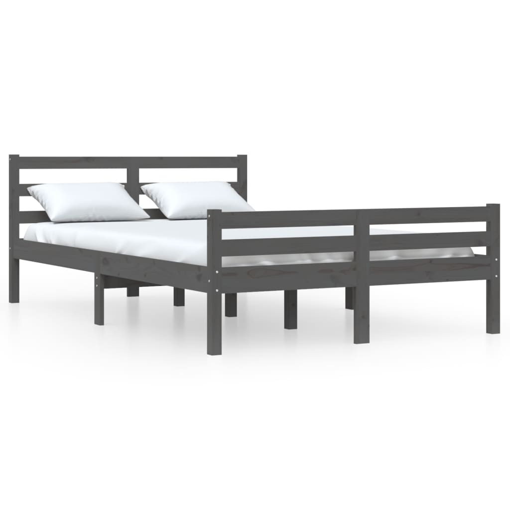 Bedframe Massief Hout Grijs 140X200 Cm