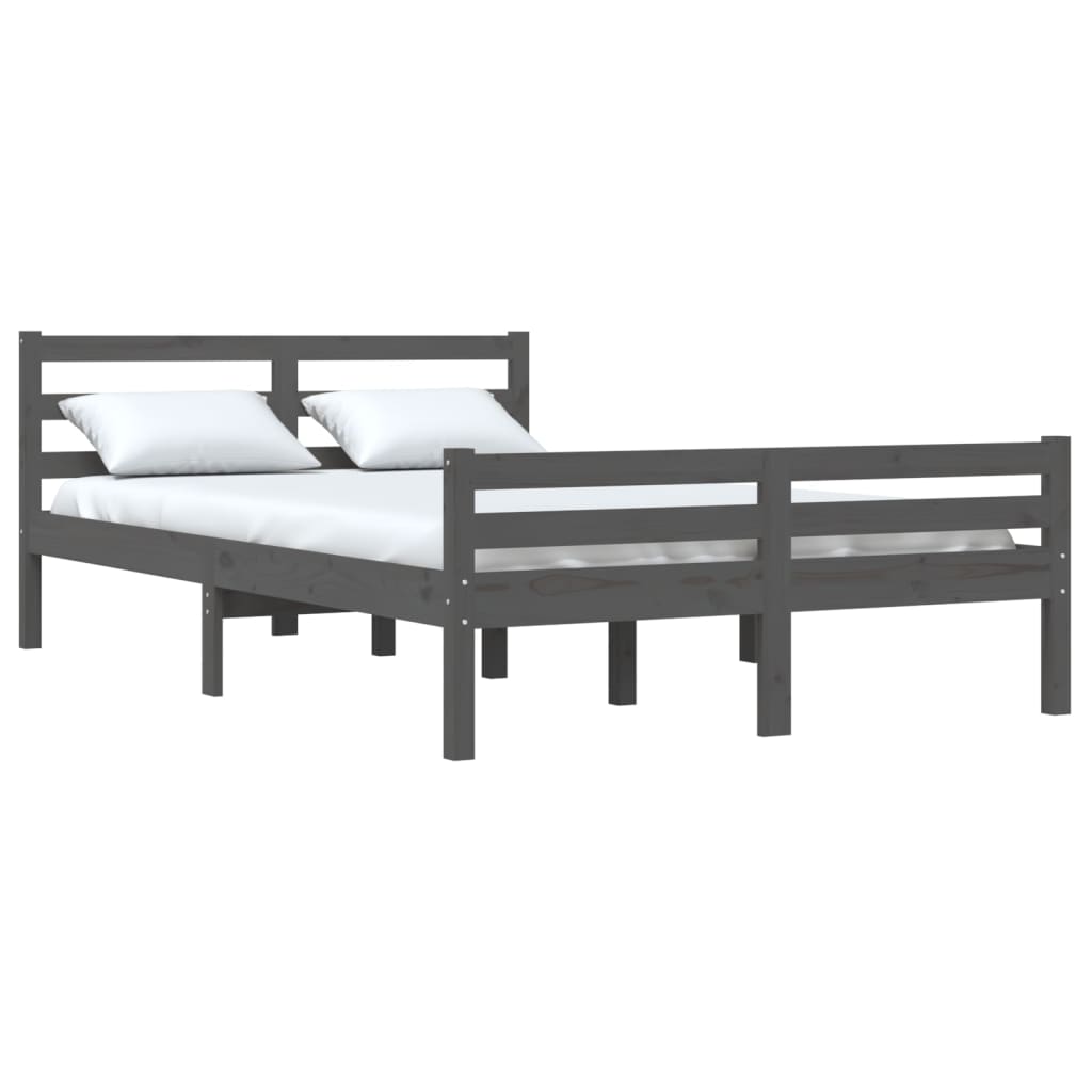 Bedframe Massief Hout Grijs 140X200 Cm