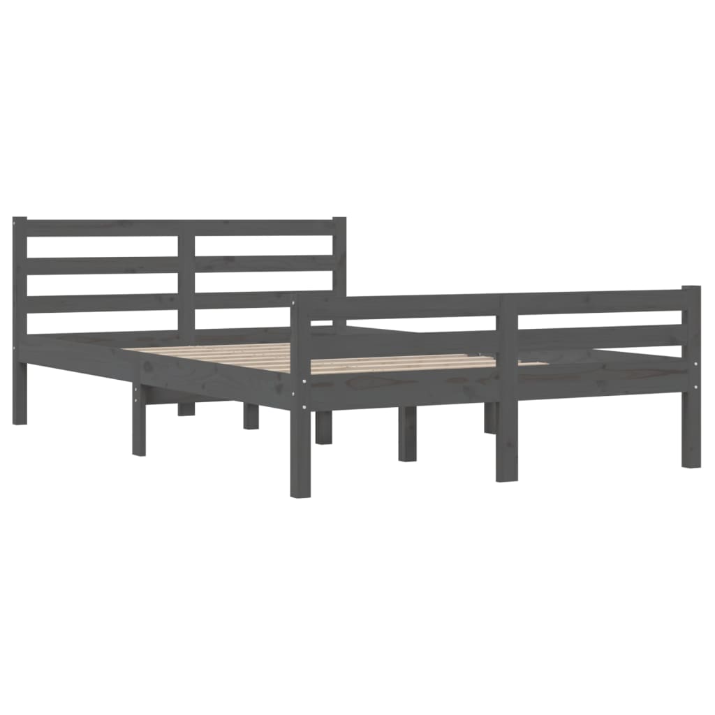 Bedframe Massief Hout Grijs 140X200 Cm
