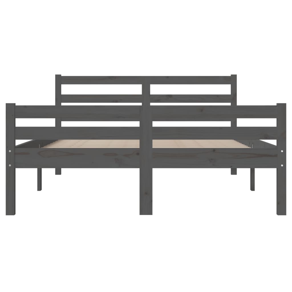 Bedframe Massief Hout Grijs 140X200 Cm