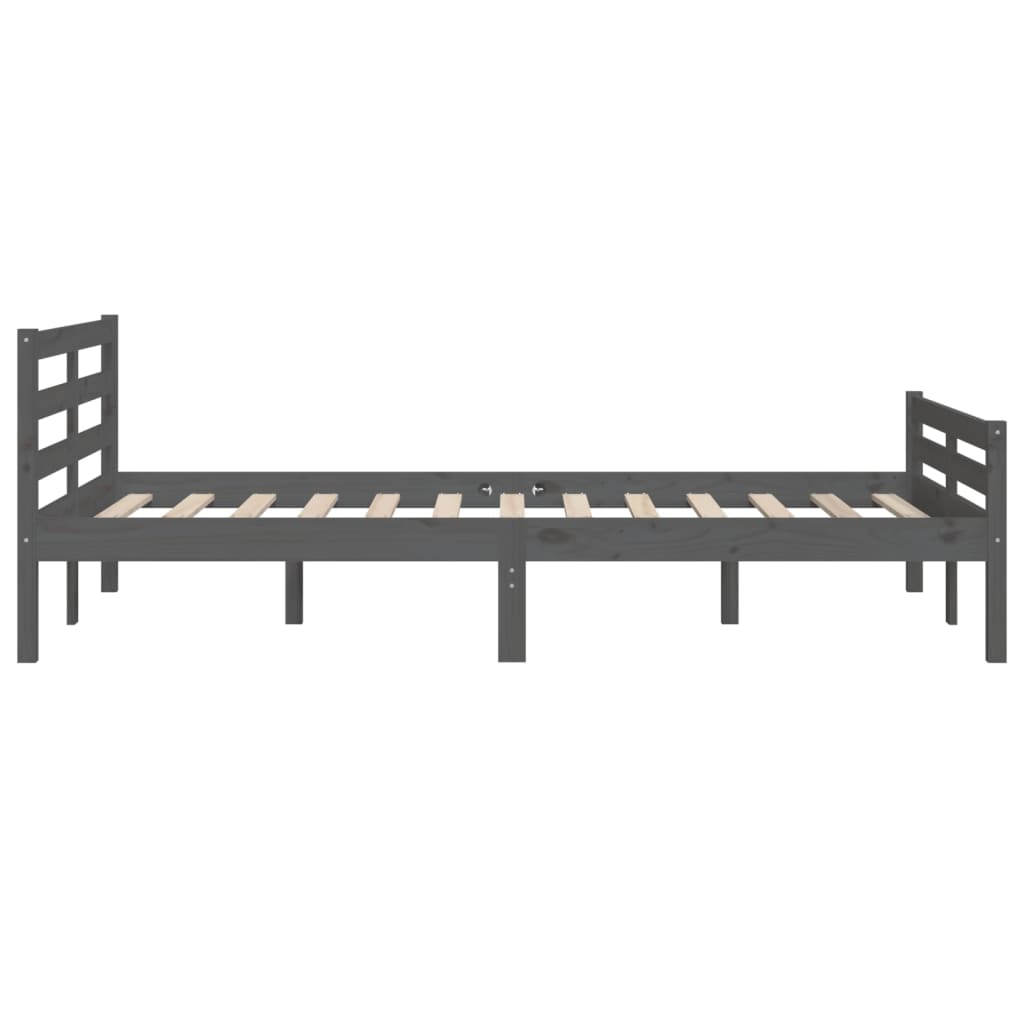 Bedframe Massief Hout Grijs 140X200 Cm