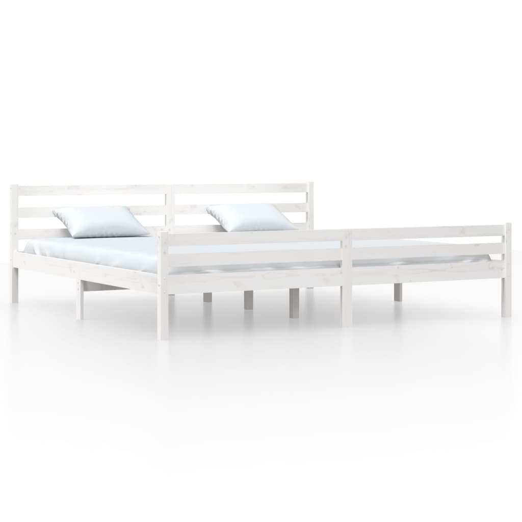 Bedframe Massief Hout Wit 180X200 Cm 6Ft Super King
