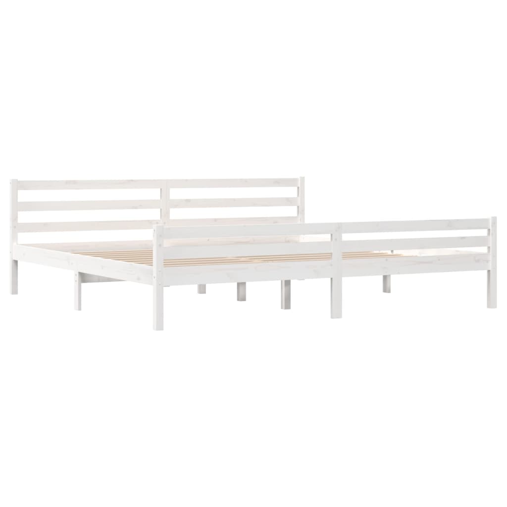 Bedframe Massief Hout Wit 180X200 Cm 6Ft Super King