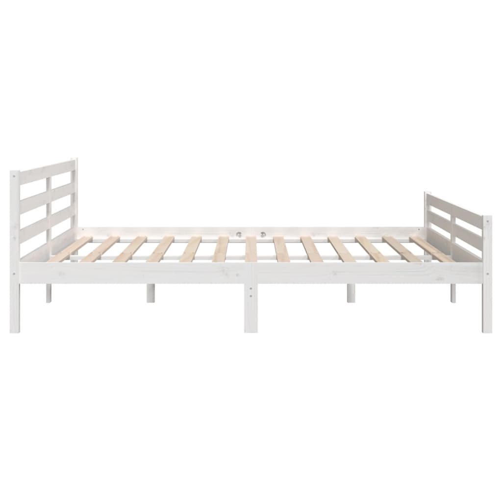 Bedframe Massief Hout Wit 180X200 Cm 6Ft Super King