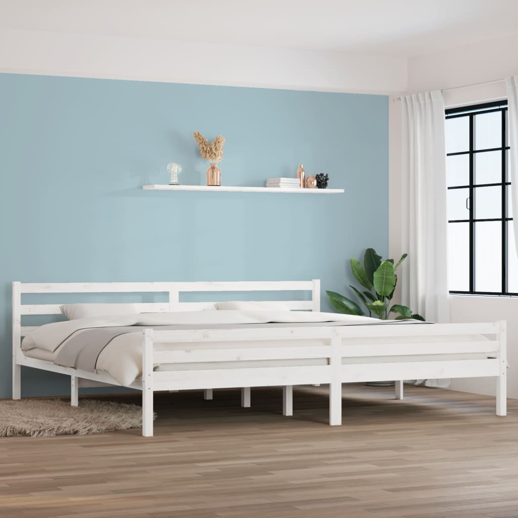 Bedframe Massief Hout Wit 180X200 Cm 6Ft Super King