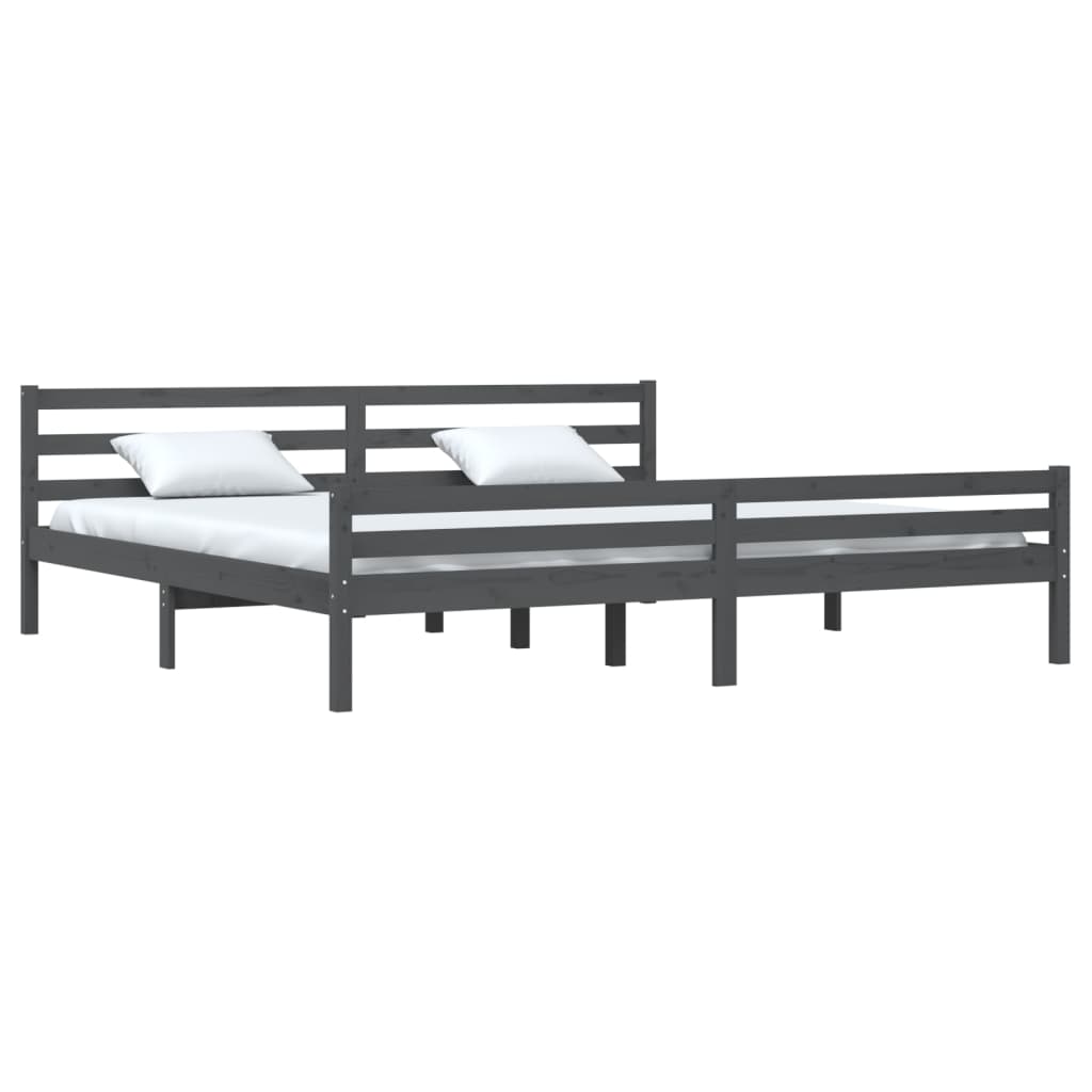 Bedframe Massief Hout Grijs 180X200 Cm 6Ft Super King