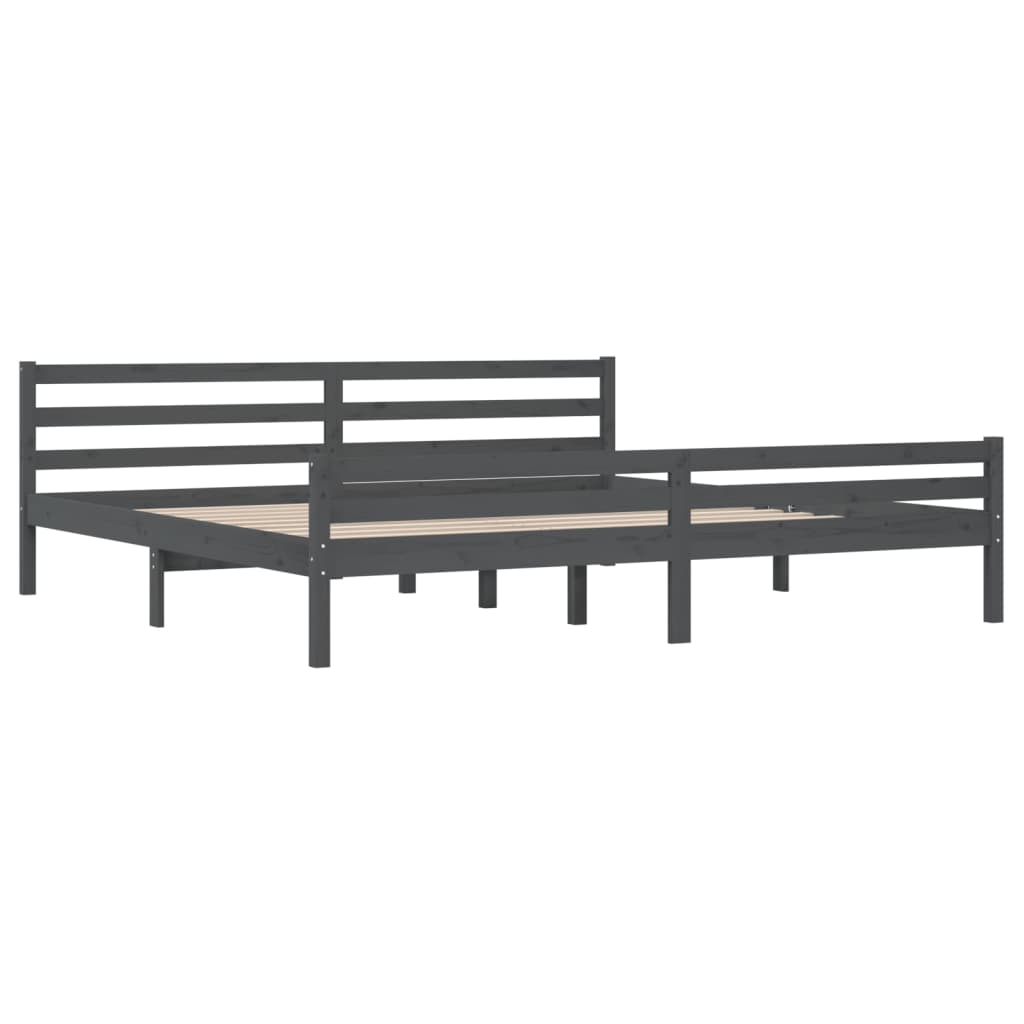 Bedframe Massief Hout Grijs 180X200 Cm 6Ft Super King