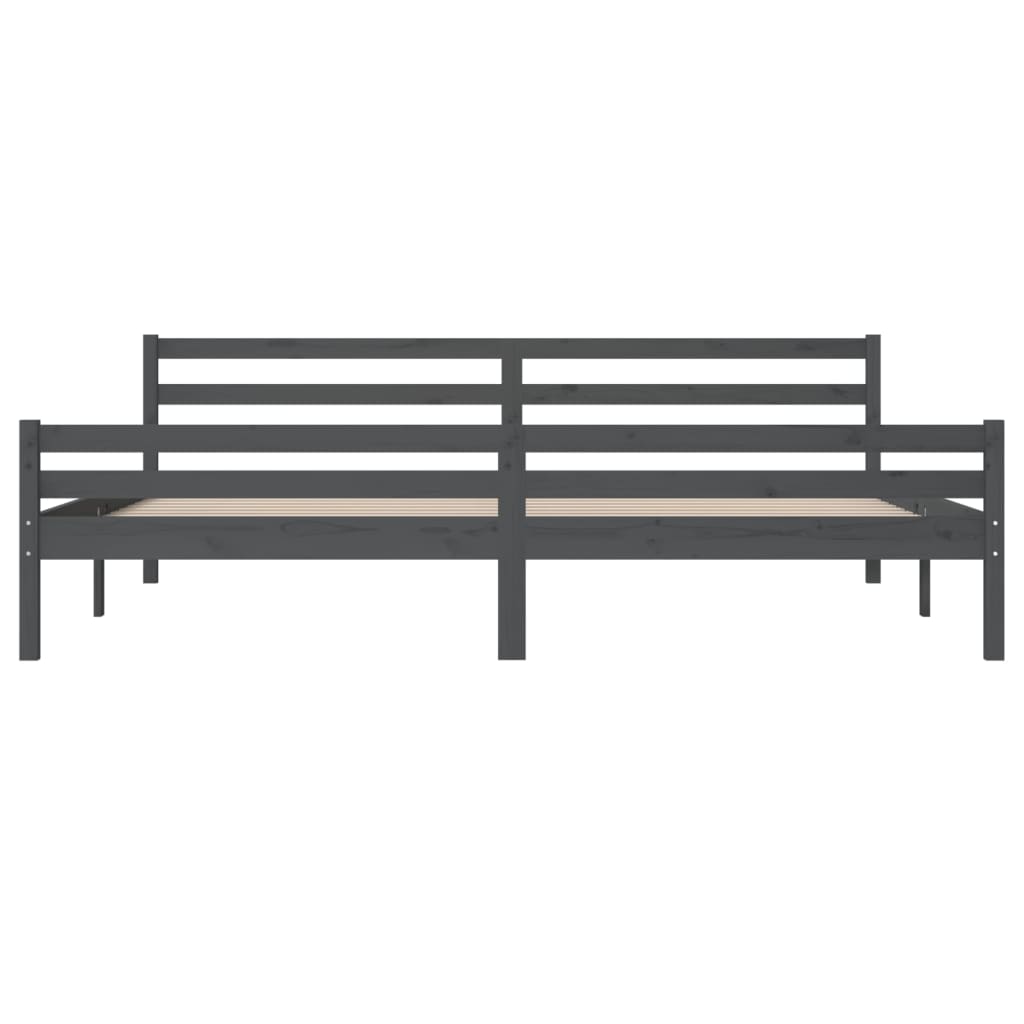 Bedframe Massief Hout Grijs 180X200 Cm 6Ft Super King