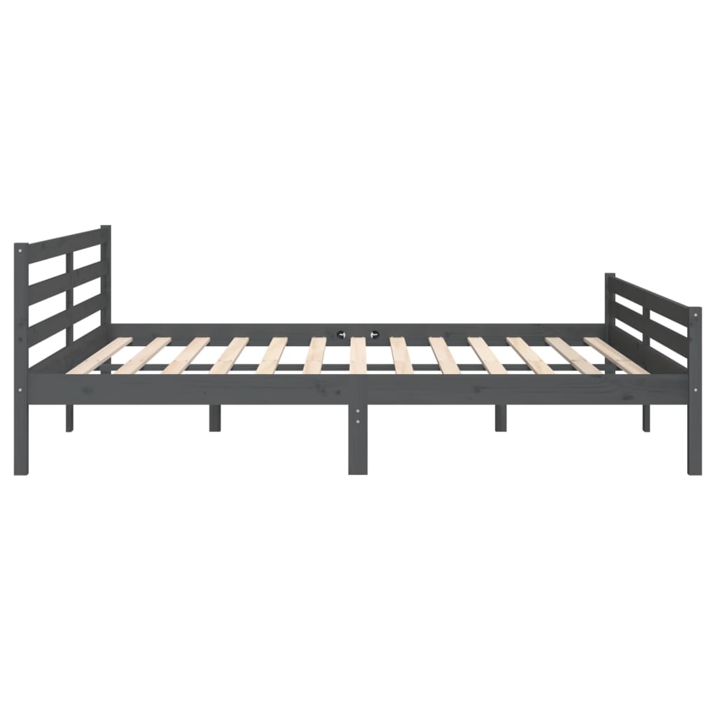Bedframe Massief Hout Grijs 180X200 Cm 6Ft Super King