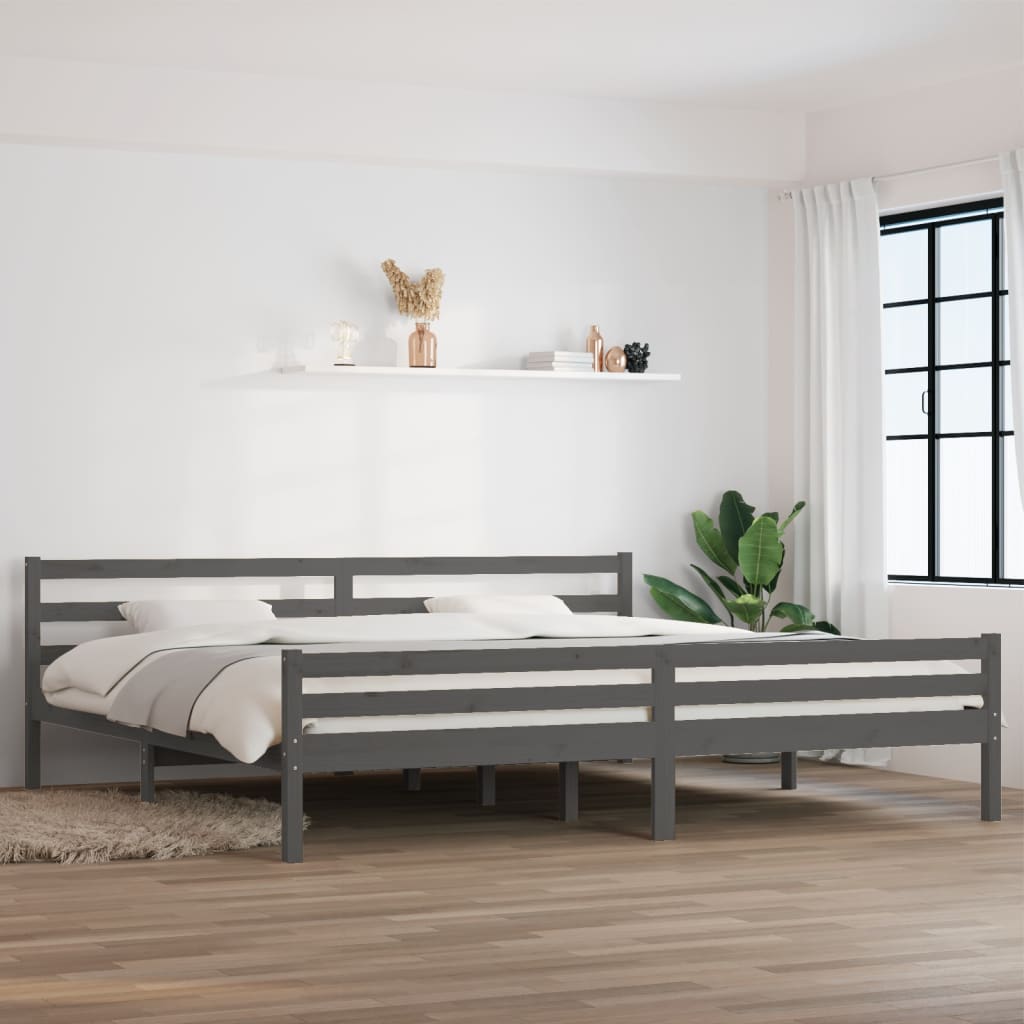Bedframe Massief Hout Grijs 180X200 Cm 6Ft Super King