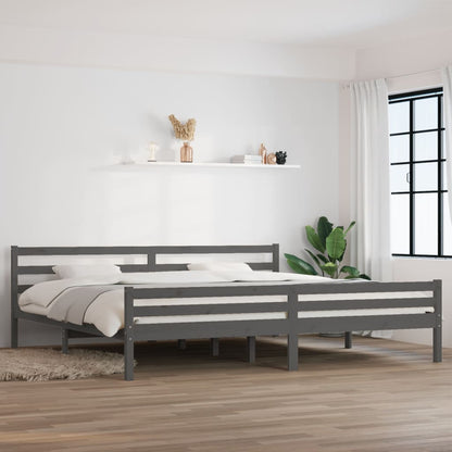 Bedframe Massief Hout Grijs 180X200 Cm 6Ft Super King