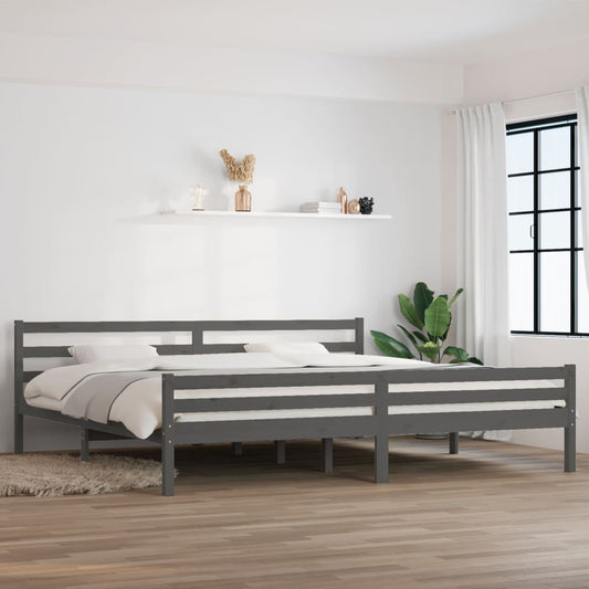 Bedframe Massief Hout Grijs 180X200 Cm 6Ft Super King