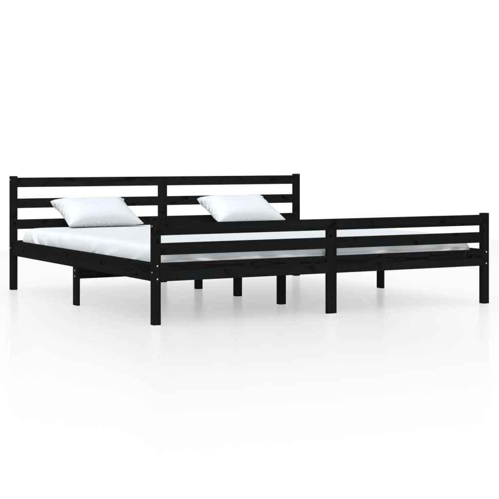 Bedframe Massief Hout Zwart 180X200 Cm 6Ft Super King