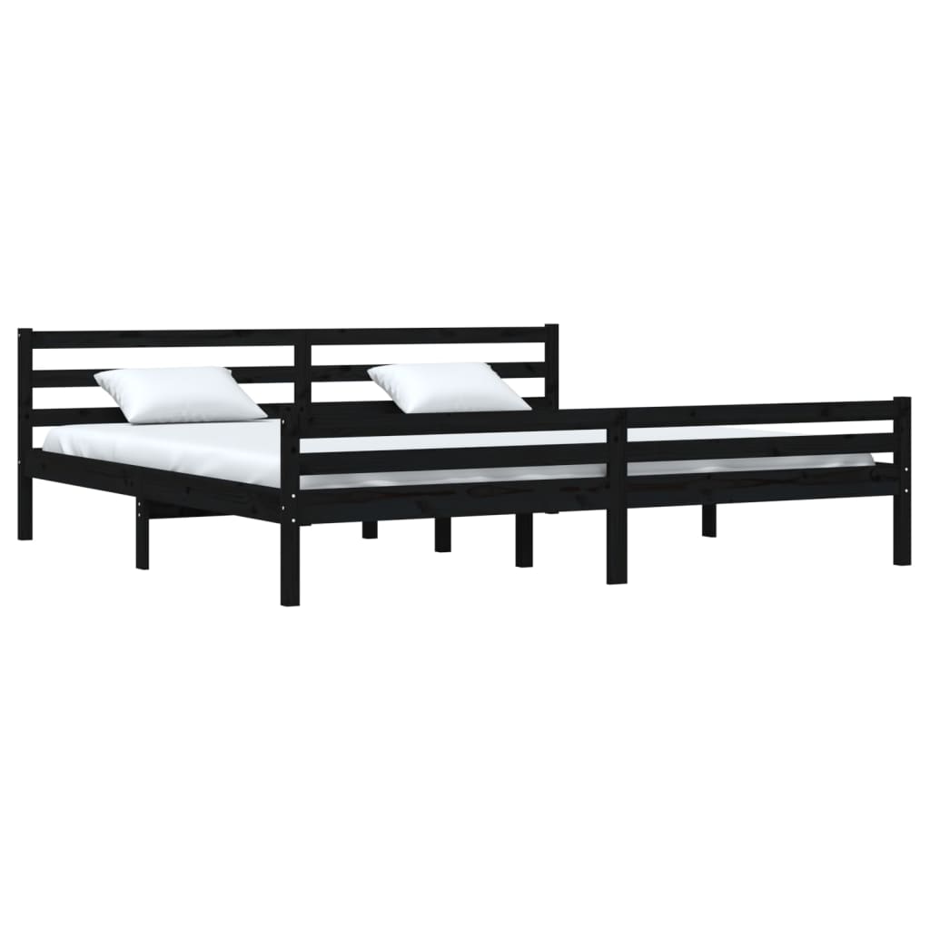 Bedframe Massief Hout Zwart 180X200 Cm 6Ft Super King
