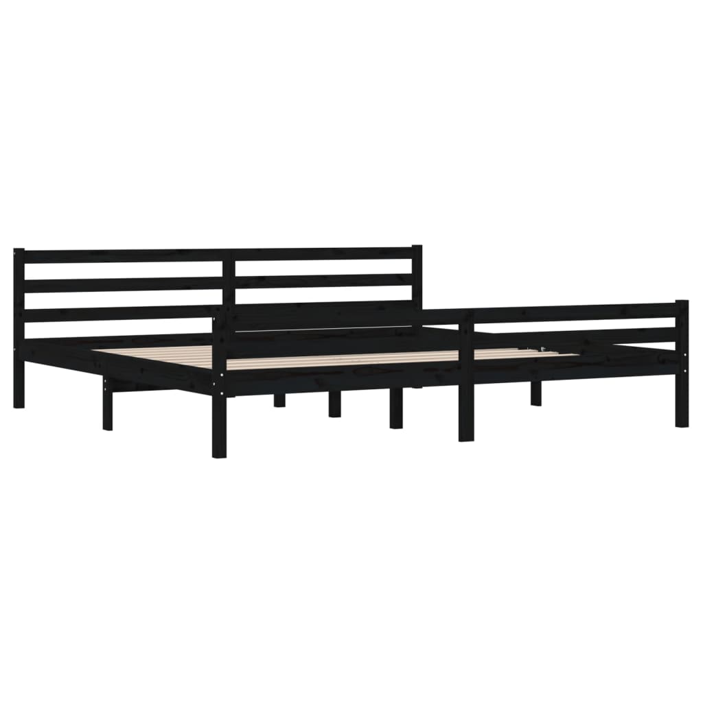 Bedframe Massief Hout Zwart 180X200 Cm 6Ft Super King