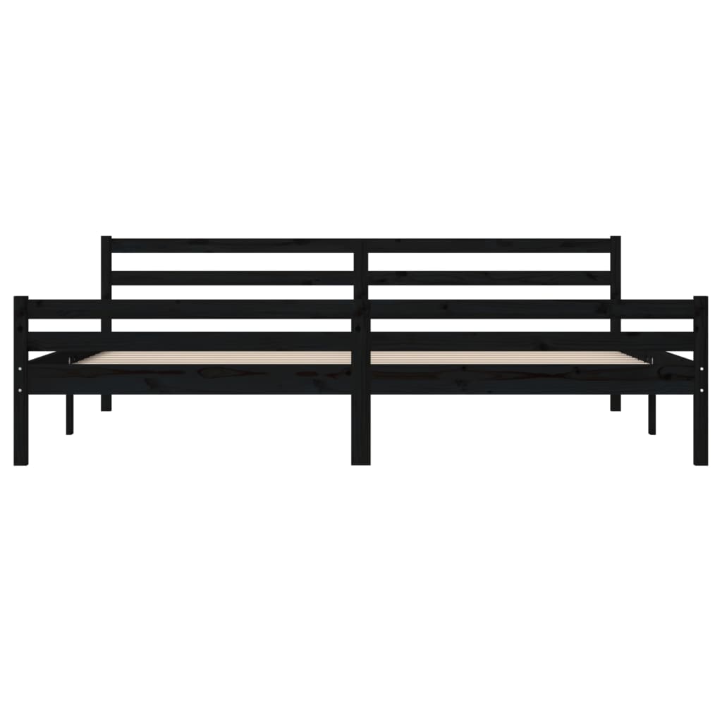Bedframe Massief Hout Zwart 180X200 Cm 6Ft Super King