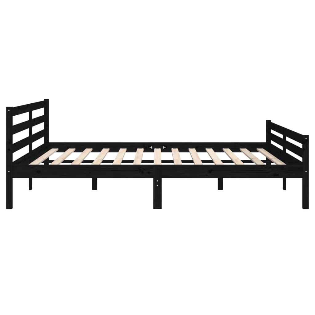 Bedframe Massief Hout Zwart 180X200 Cm 6Ft Super King