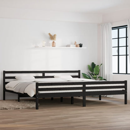 Bedframe Massief Hout Zwart 180X200 Cm 6Ft Super King