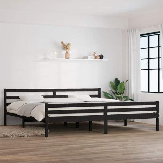 Bedframe Massief Hout Zwart 200X200 Cm