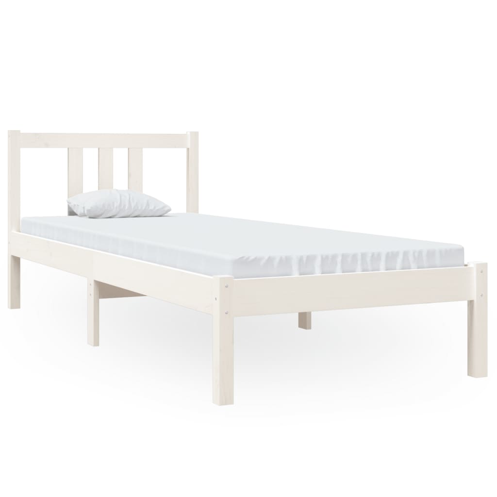 Bedframe Massief Hout Wit 75X190 Cm 2Ft6 Small Single