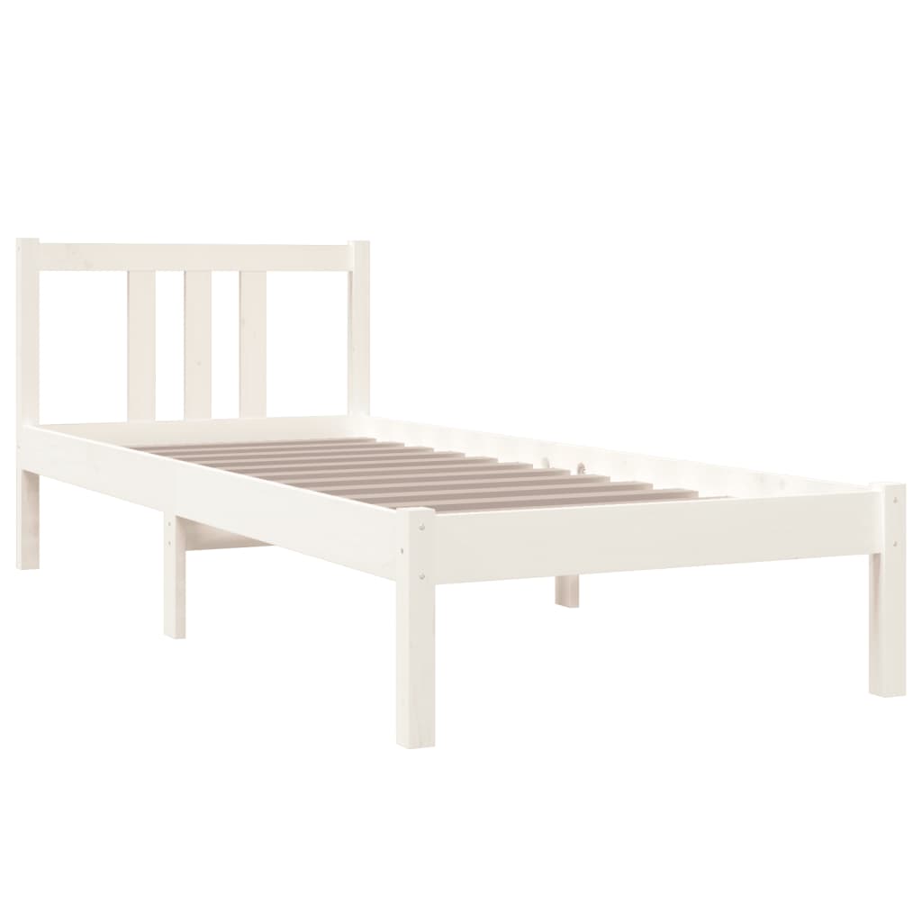 Bedframe Massief Hout Wit 75X190 Cm 2Ft6 Small Single