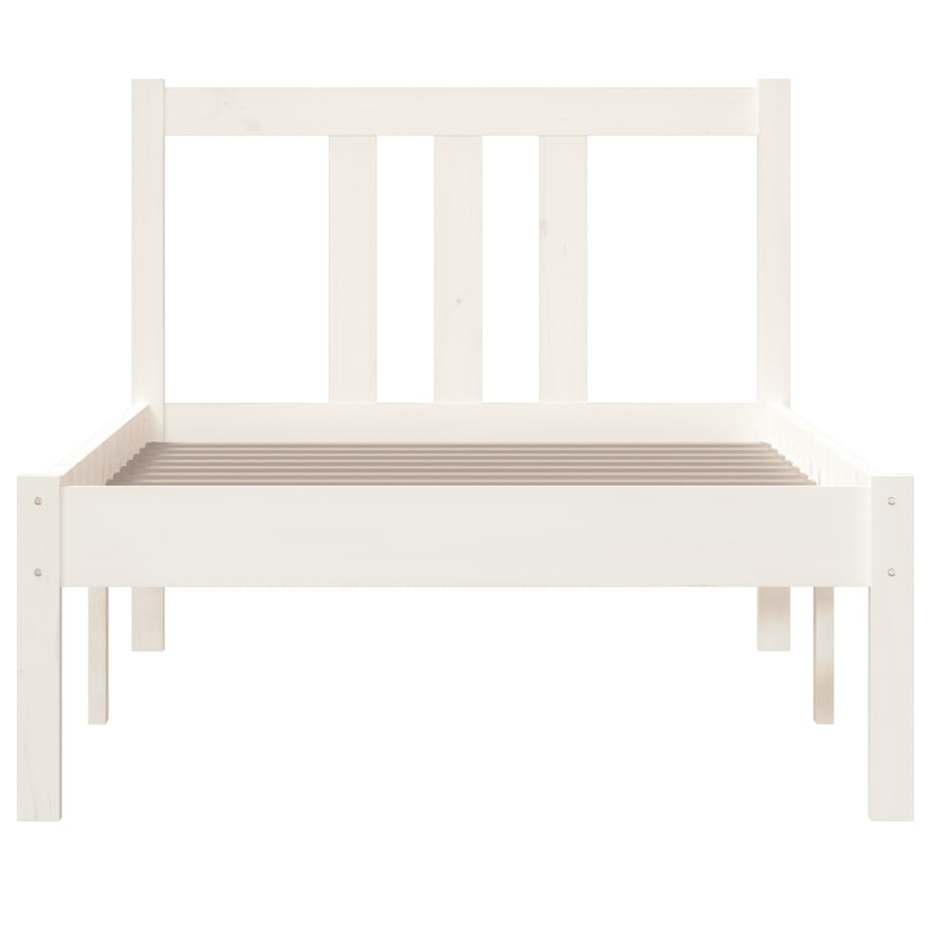 Bedframe Massief Hout Wit 75X190 Cm 2Ft6 Small Single