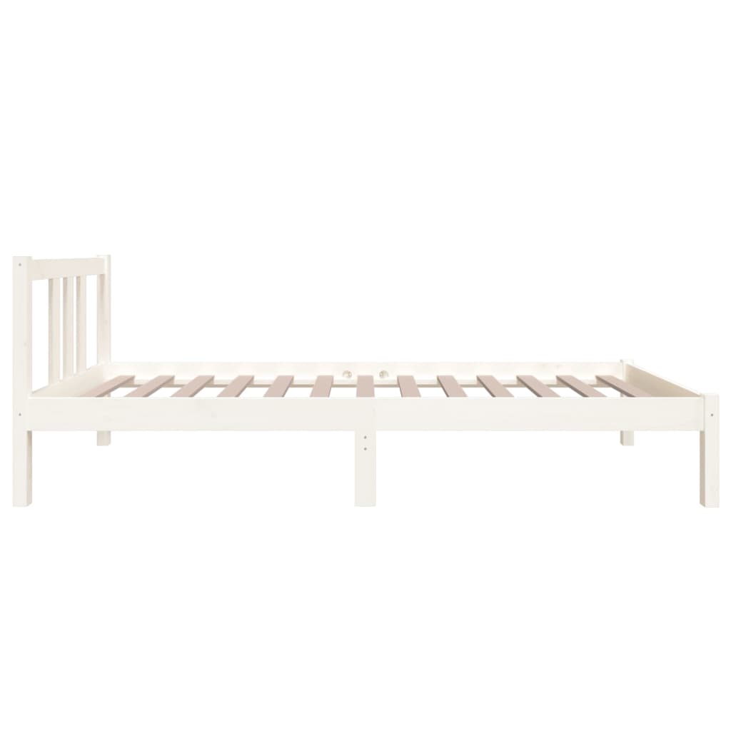 Bedframe Massief Hout Wit 75X190 Cm 2Ft6 Small Single