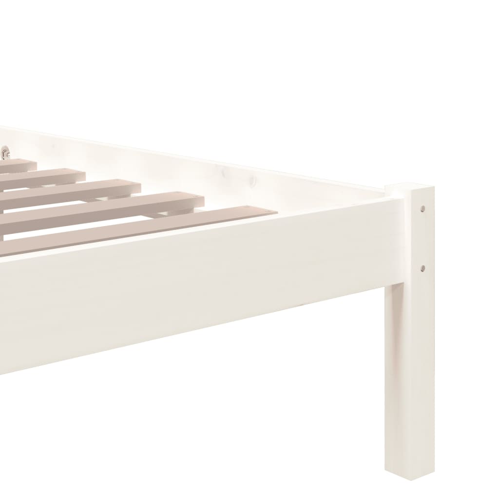 Bedframe Massief Hout Wit 75X190 Cm 2Ft6 Small Single
