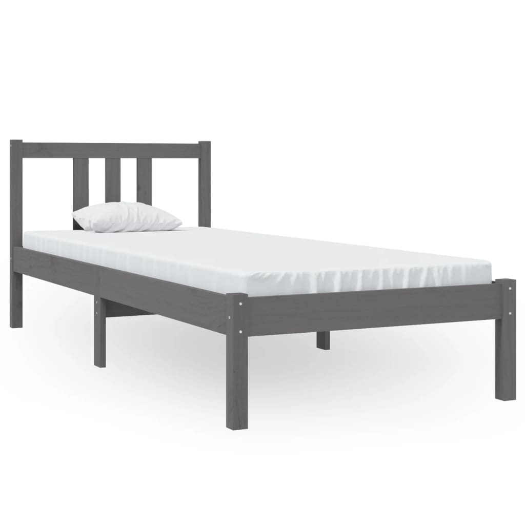 Bedframe Massief Hout Grijs 75X190 Cm 2Ft6 Small Single