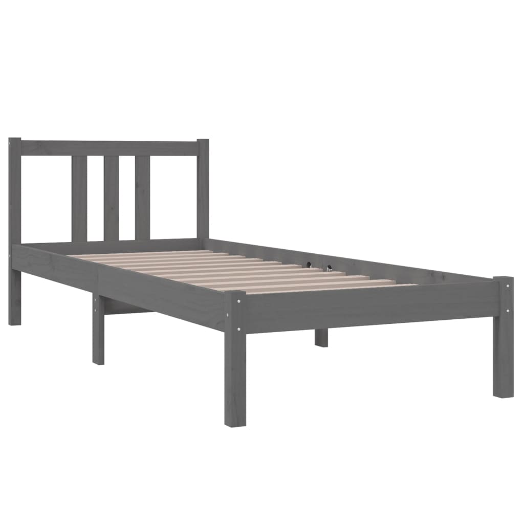 Bedframe Massief Hout Grijs 75X190 Cm 2Ft6 Small Single