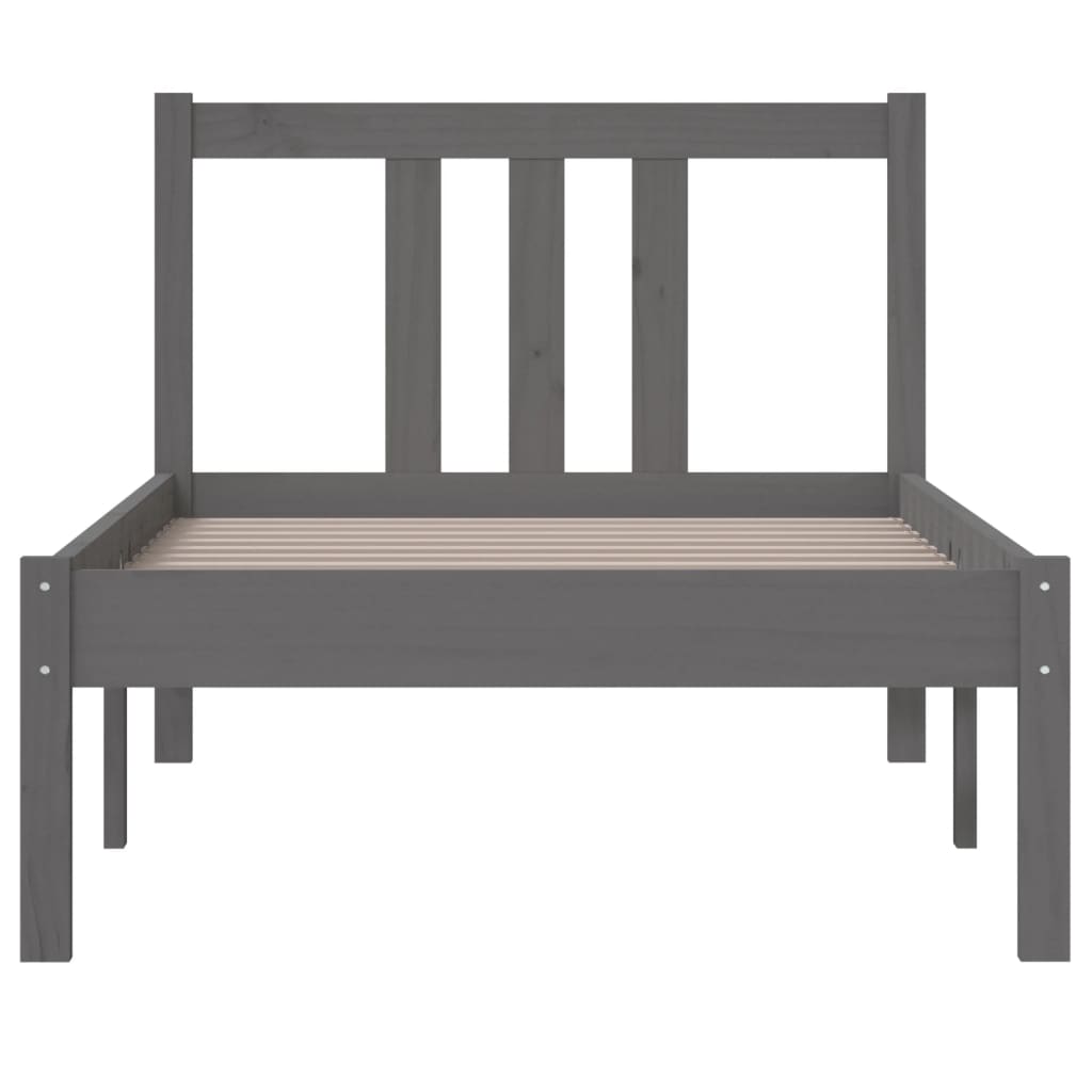 Bedframe Massief Hout Grijs 75X190 Cm 2Ft6 Small Single