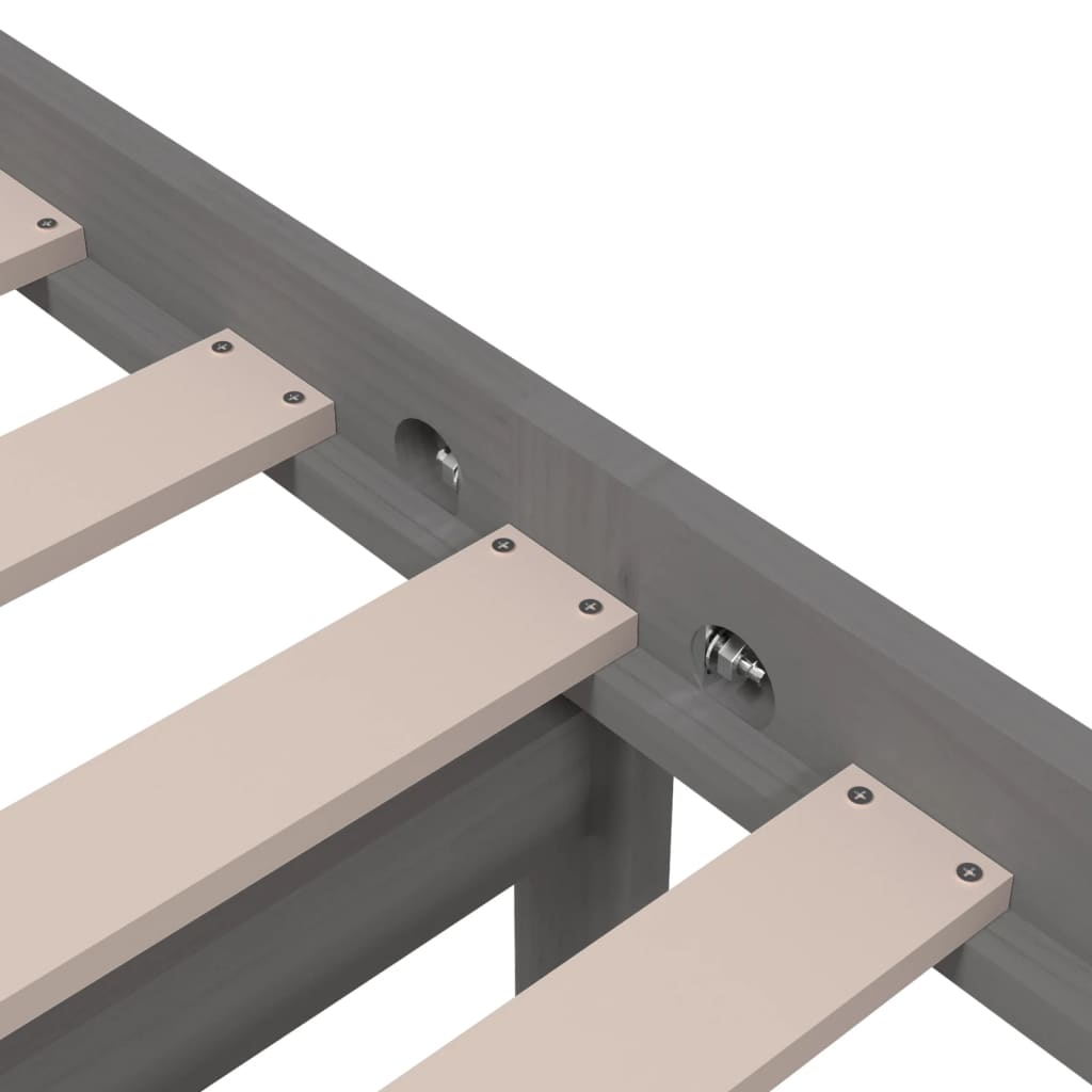 Bedframe Massief Hout Grijs 75X190 Cm 2Ft6 Small Single