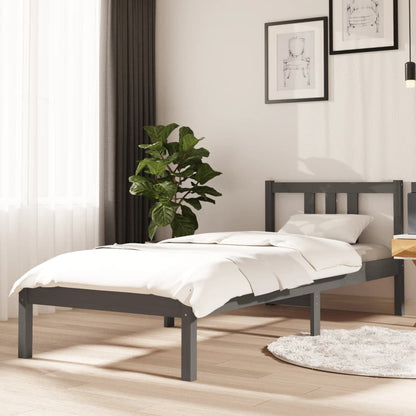 Bedframe Massief Hout Grijs 75X190 Cm 2Ft6 Small Single