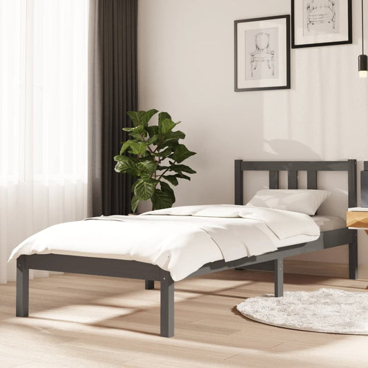 Bedframe Massief Hout Grijs 75X190 Cm 2Ft6 Small Single