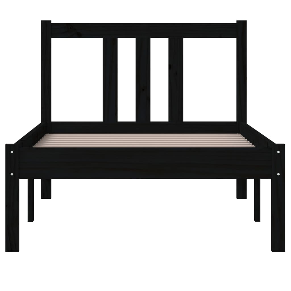 Bedframe Massief Hout Zwart 75X190 Cm 2Ft6 Small Single