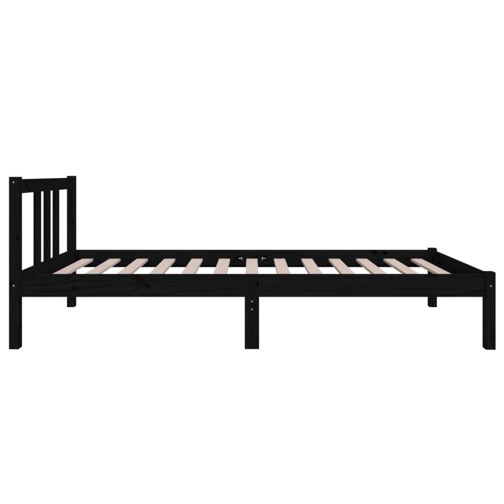 Bedframe Massief Hout Zwart 75X190 Cm 2Ft6 Small Single