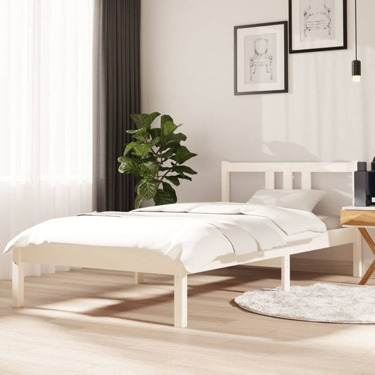 Bedframe Massief Hout Wit 90X190 Cm 3Ft Single