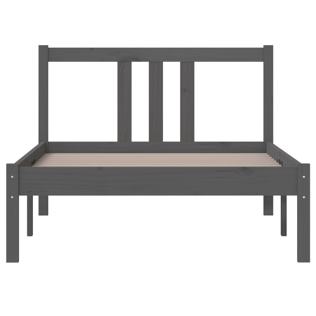 Bedframe Massief Hout Grijs 90X190 Cm 3Ft Single