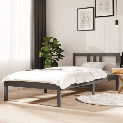 Bedframe Massief Hout Grijs 90X190 Cm 3Ft Single