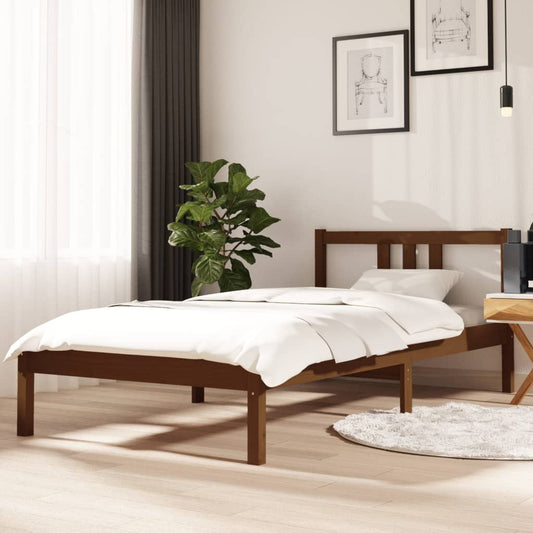 Bedframe Massief Hout Honingbruin 90X190 Cm 3Ft Single