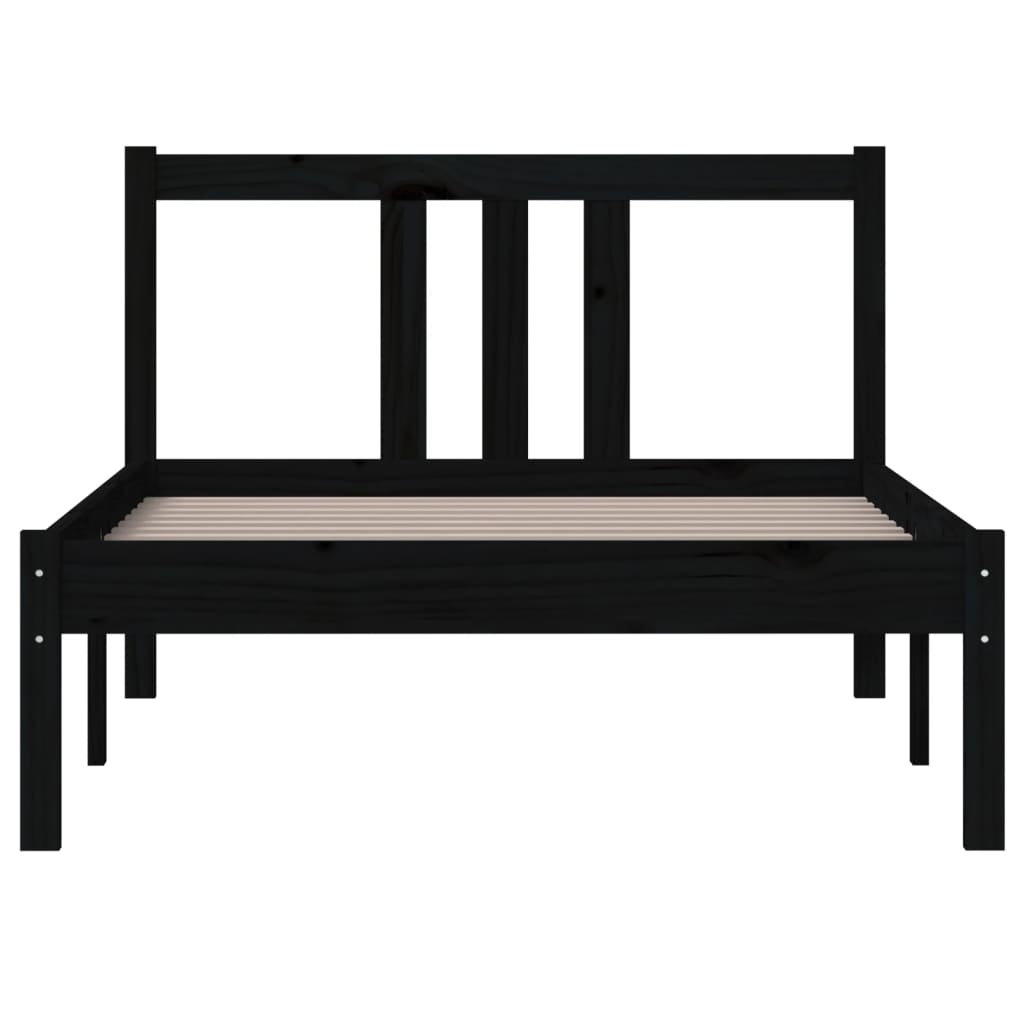 Bedframe Massief Hout Zwart 90X190 Cm 3Ft Single