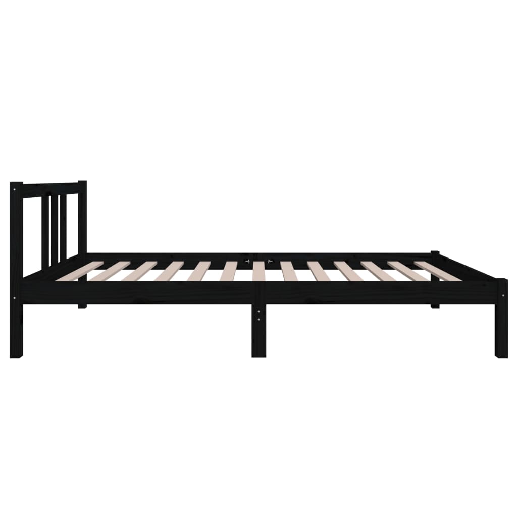 Bedframe Massief Hout Zwart 90X190 Cm 3Ft Single