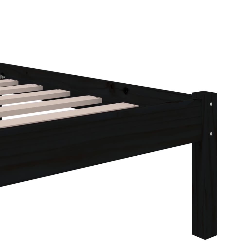 Bedframe Massief Hout Zwart 90X190 Cm 3Ft Single