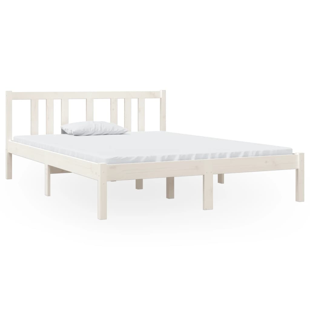 Bedframe Massief Hout Wit 120X190 Cm 4Ft Small Double