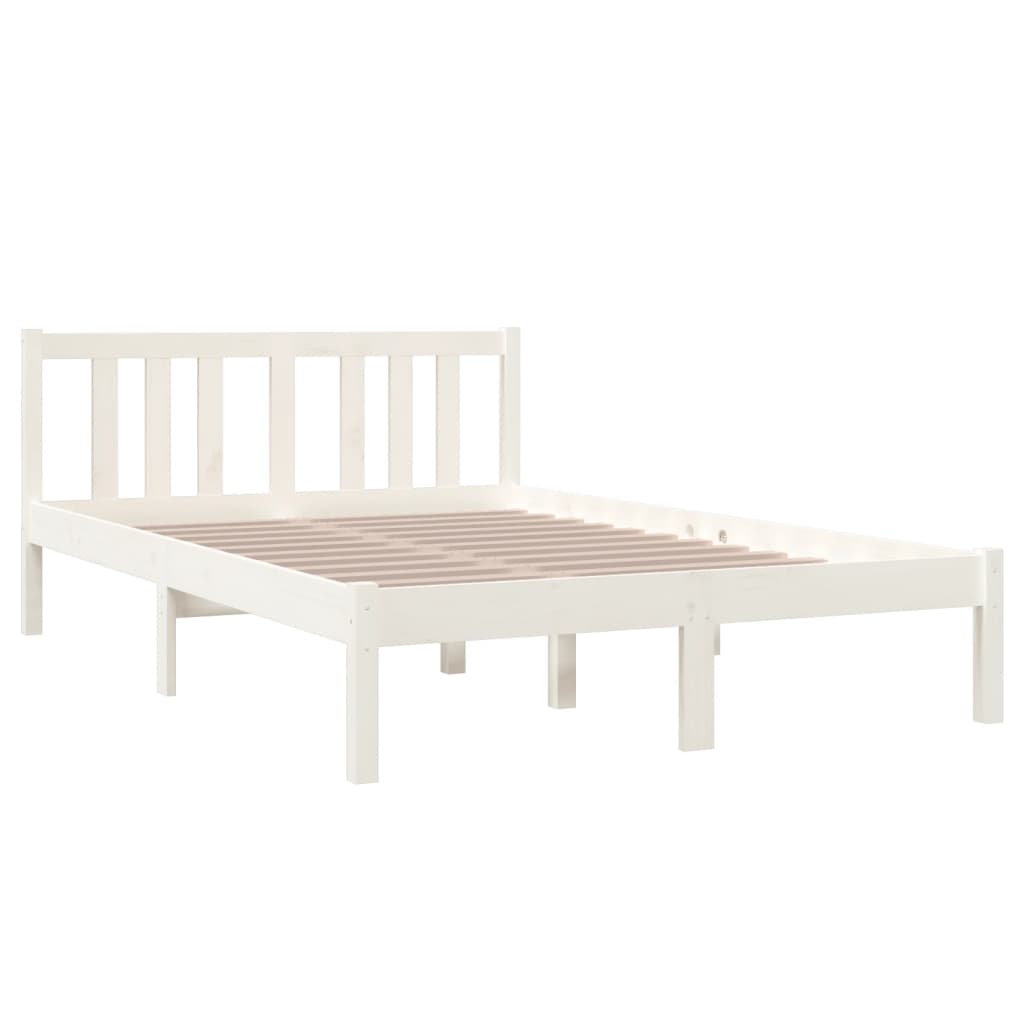 Bedframe Massief Hout Wit 120X190 Cm 4Ft Small Double