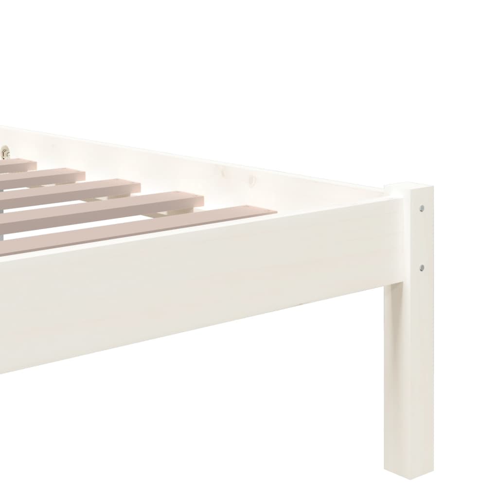 Bedframe Massief Hout Wit 120X190 Cm 4Ft Small Double