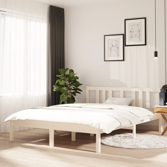 Bedframe Massief Hout Wit 120X190 Cm 4Ft Small Double