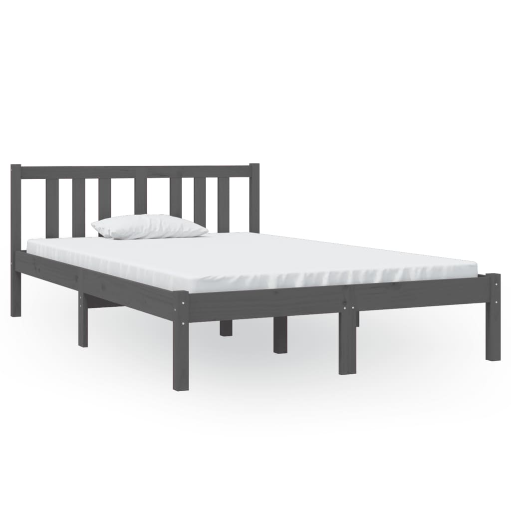 Bedframe Massief Hout Grijs 120X190 Cm 4Ft Small Double
