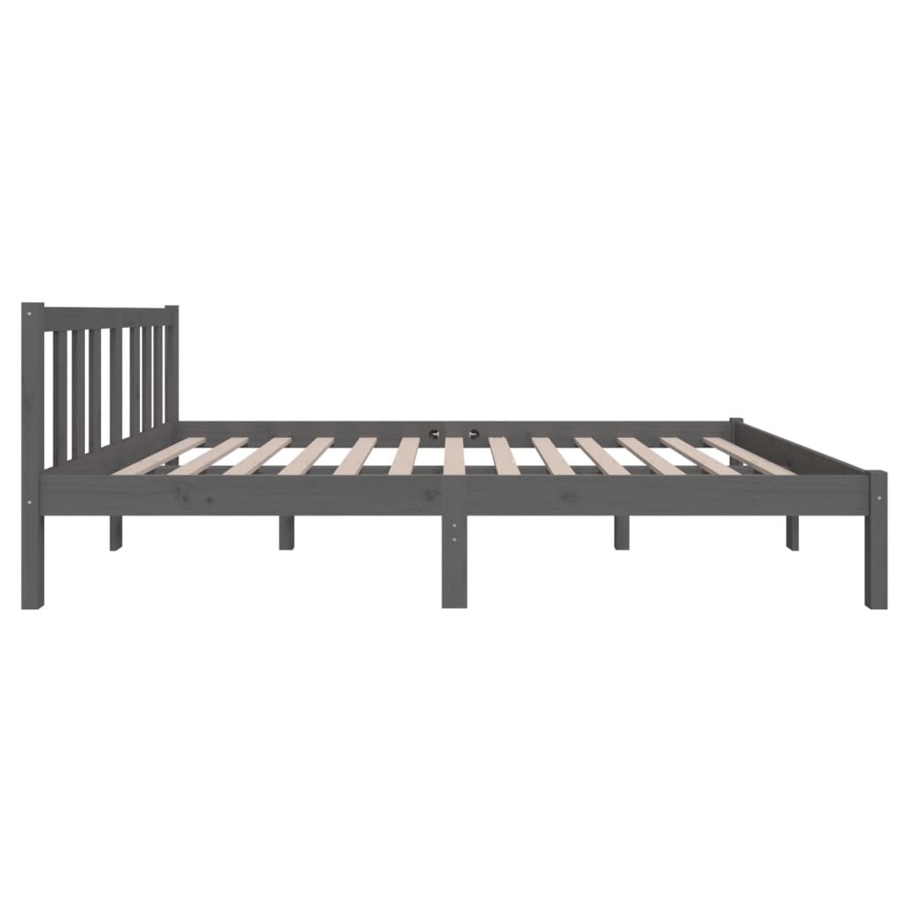 Bedframe Massief Hout Grijs 120X190 Cm 4Ft Small Double
